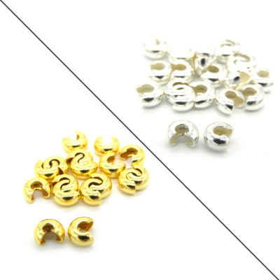 2.7 x 5.8 mm Große Quetschperlenhüllen aus Sterlingsilber 925 für Quetschperlen - 24K Vergoldet oder Silber (10 oder 50 Stk.)