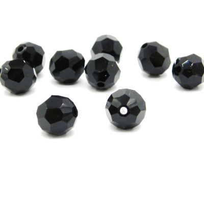 8 mm (0.3 inch) Swarovski® 5000 Large Faceted Round Beads - Genuine Austrian Crystal - Jet - 4 pc.