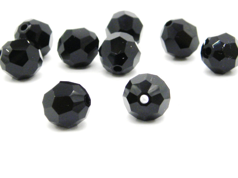 Swarovski® 5000 große facettierte Runde Perlen - 8 mm - Jet - 4 Perlen