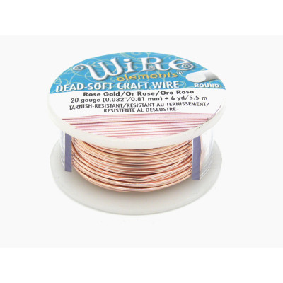 0,8 mm - 20 GA - Wire Elements Bastel-/Schmuckdraht - 5,4 m - Weicher, nicht anlaufender Kupferdraht - Roségold 0,8 mm - 20 GA - Wire Elements Bastel-/Schmuckdraht - 5,4 m - Weicher, nicht anlaufender Kupferdraht - Roségold
