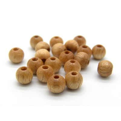 6 mm Small Jewellery-Quality Round Wooden Beads - Natural (40 Beads)