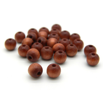 6 mm Small Jewellery-Quality Round Wooden Beads - Light Brown - 40 Beads