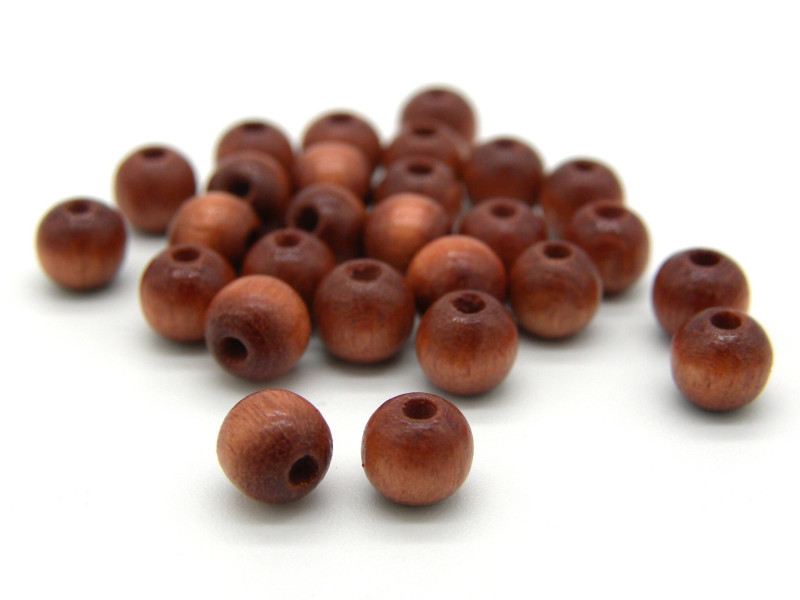 6 mm runde Holzperlen in Juwelierqualität - Hellbraun (40 Perlen)