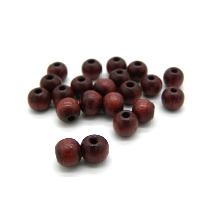 6 mm Small Jewellery-Quality Round Wooden Beads - Mahagony Brown (40 Beads)
