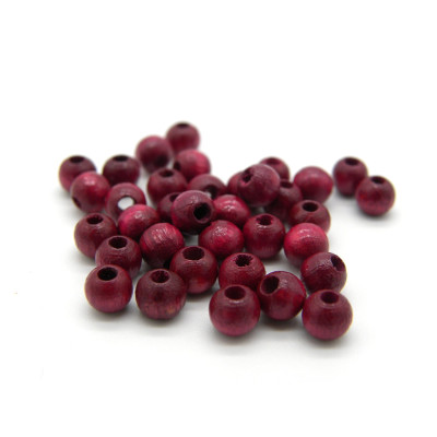 5 mm Mid-Size Jewellery-Quality Round Wooden Beads - Red-Pink (40 Beads)