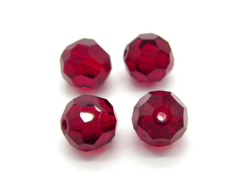 8 mm Tschechische Runde Facettierte Kristallperlen - Siam Red (6 Stk.)