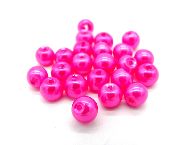6 mm Runde Glaswachsperlen -  Hot Pink hell (25 Pc.)