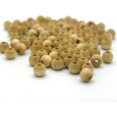 4 mm Mini Round Wooden Beads, Small Wooden Beads - Jewellery-Quality - Natural - 40 Beads