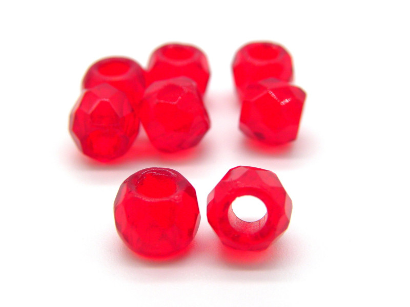 8 mm Large-Hole Round Faceted Fire-polished Czech Glass Beads - Siam (20 Beads)