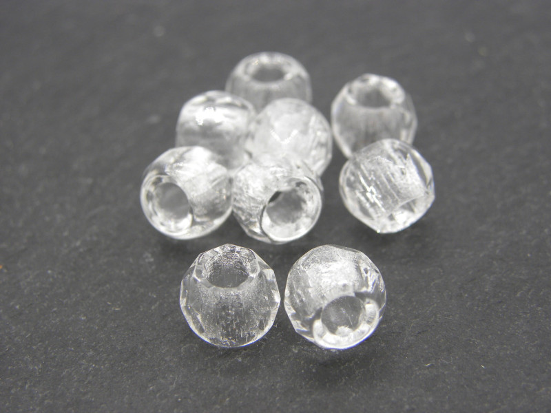 8 mm Large-Hole Round Faceted Fire-polished Czech Glass Beads - Crystal (20 Beads)