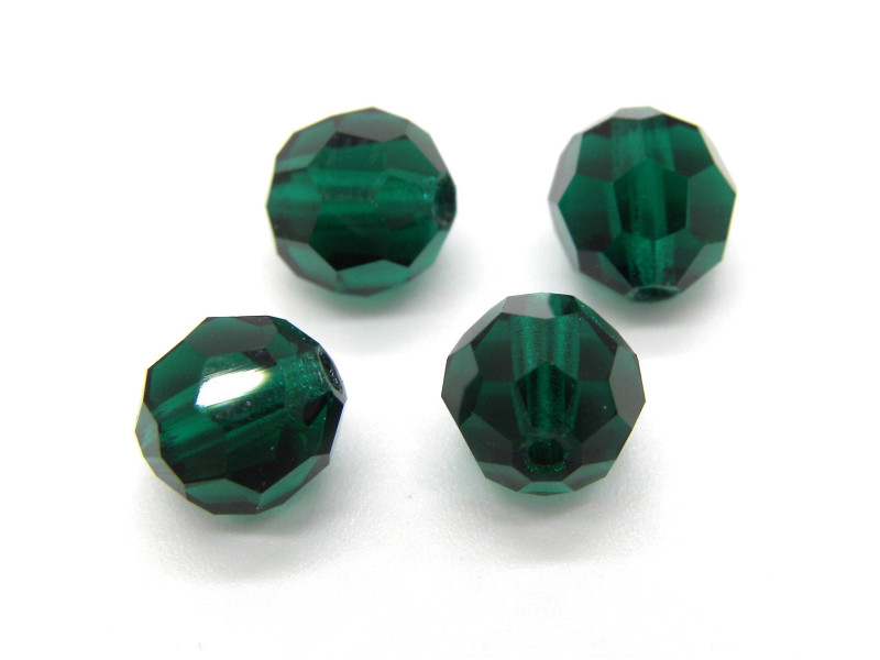 8 mm (0.3 inch) Czech Superior Crystals MC Round Faceted Beads - Emerald Green (6 pc.)