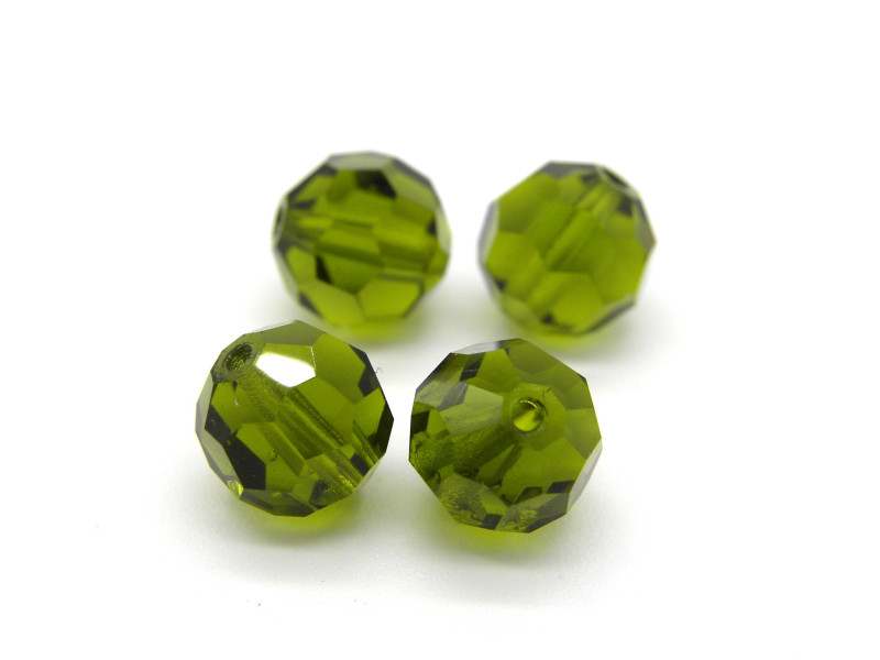 8 mm Tschechische Runde Facettierte Kristallperlen - Olivine Green (6 Stk.)
