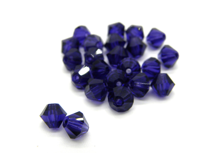 Tschechische geschliffene Glas-Doppelkegelperlen 5 mm - Dark Tanzanite Lila (24 Perlen)