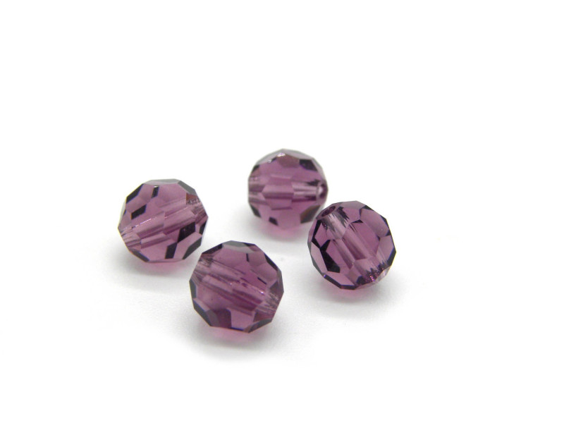 6 mm Czech MC Round Faceted Crystal Beads - Amethyst Purple (12 pc)