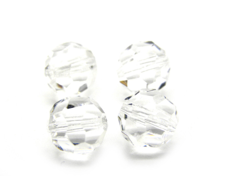 8 mm Tschechische Runde Facettierte Kristallperlen - Cristal - Kristall-Klar (6 Stk.)