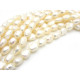 Barocke Reisförmige (Ovale) Süßwasserperlen 6 x 8 mm - Weiß (1 Strang mit ca. 43 Perlen)