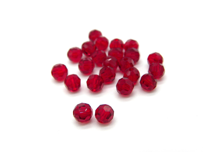 4 mm Czech MC Round Faceted Crystal Beads - Siam Red (12 Pc.)