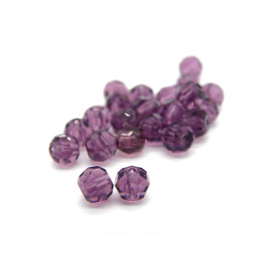 4 mm Czech MC Round Faceted Crystal Beads - Amethy...