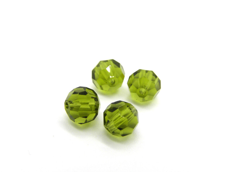 6 mm Czech MC Round Faceted Crystal Beads - Olivine Green (12 pc)