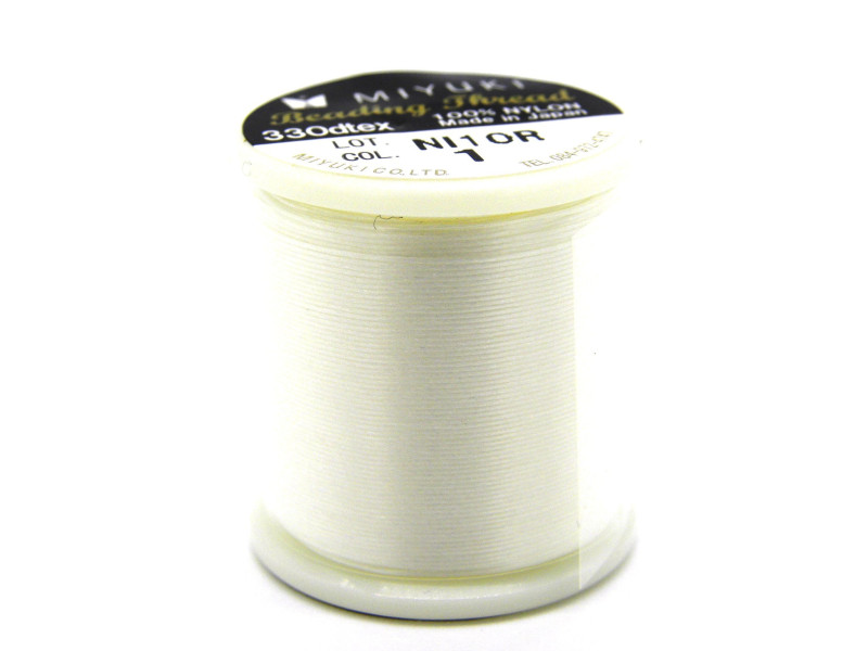 Very Fine MIYUKI Bead Crochet Nylon Beading Thread 330 Dtex - 0.2 mm - White No. 1 - 50 m (55 yds)