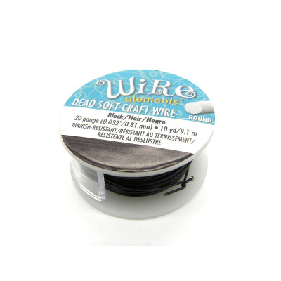 0.8 mm - 20 GA - The Bead Smith Wire Elements Round Craft/Jewellery Wire - 9.1 m (10 Yd) - Dead-Soft - Non-Tarn. BLACK 0.8 mm - 20 GA - The Bead Smith Wire Elements Round Craft/Jewellery Wire - 9.1 m (10 Yd) - Dead-Soft - Non-Tarn. BLACK
