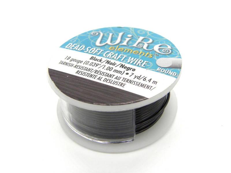 1,0 mm (18 GA) Wire Elements Bastel-/Schmuckdraht - 6,4 m - Weiches, nicht anlaufendes Kupferdraht - SCHWARZ