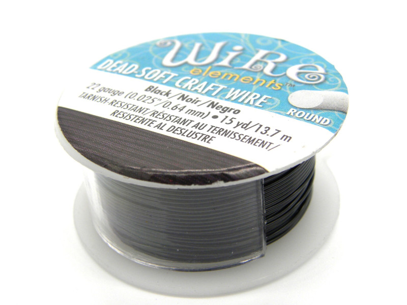 0,6 mm - 22 GA - Wire Elements Bastel-/Schmuckdraht - 13,7 m - Weiches, nicht anlaufendes Kupferdraht - SCHWARZ