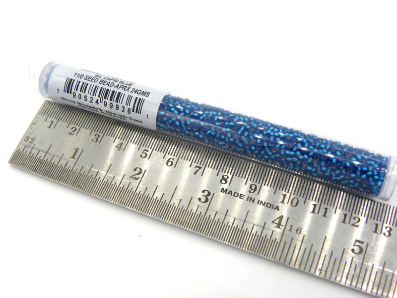 11/0 (2 mm) Miyuki Round Japanese Seed Beads - Silver Lined Capri Blue (11-925-TB) -  24 g - 5 inch XL Vial