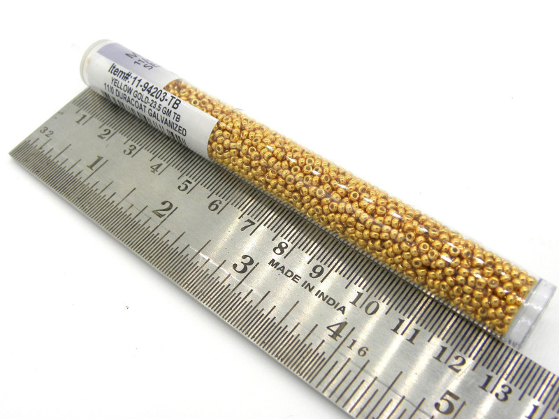 11/0 (2 mm) Miyuki Round Japanese Seed Beads - DURACOAT Galv Yellow Gold (11-94203-TB) -  23.5 g - 5 inch XL Vial