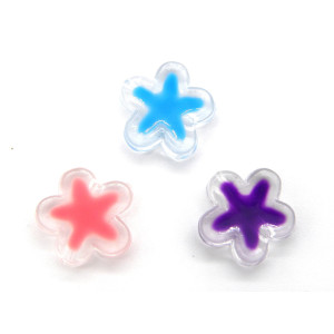 12 mm Transparent Plastic Flower Beads with Star-S...