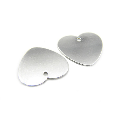 14 x 15 mm (0.5 Inch) Large Sterling Silver Plain Heart Blank for Stamping - 925 Hallmarked - 1 or 10 Pc.