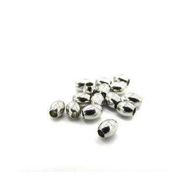 5 x 4 mm - Hole 1.5 mm - Small Rice-Shaped Oval Stainless Steel Beads - Silver - Pack of 20