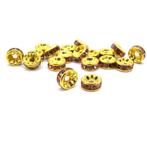8 mm Gold-Plated Round Rhinestone Spacers, Rhinest... 8 mm Gold-Plated Round Rhinestone Spacers, Rhinest...