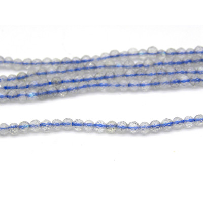 Runde facettierte Labradorit Mini-Perlen, winzige geschliffene Edelsteinperlen - 2 mm - 1x Strang oder 40 Stück