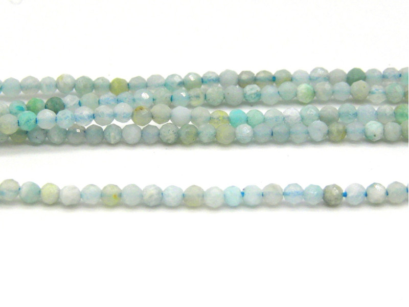 Kleine runde facettierte Amazonit-Miniperlen  2 mm