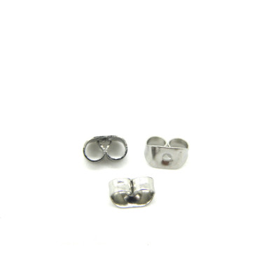 5 mm Mittelgroße  Butterfly-Ohrringrücken aus Chirurgischer Edelstahl 201, Ohrring-Verschlüsse - Farbe Silber (20 St.)