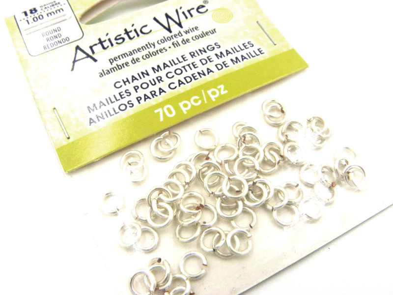 Artistic Wire  3,57 mm (I.D.) x 1 mm (Stärke) Chainmaille Biegeringe - Versilbert (70 St.)