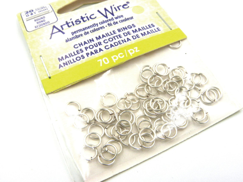 Artistic Wire  4,76 mm (I.D.) x 0,8 mm (Stärke) Chainmaille Biegeringe - Versilbert (70 St.)