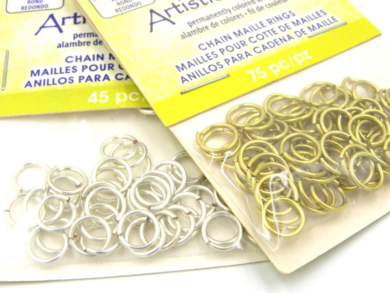 Artistic Wire 5.95 mm (I.D. 15/64 Inch) x 1 mm (18 GA) Non-Tarnish Brass Chain Maille Jump Rings - Silver or Gold Plated