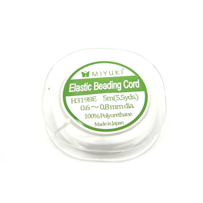 0.8 mm (.032 inch) - 20 GA - Miyuki Elastic Beading Cord - 5 m (5.5 Yds) - CLEAR