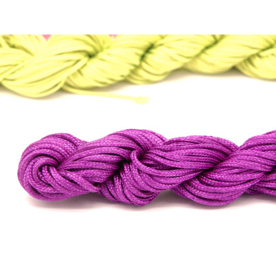 1 mm Nylon Macramé Cord, Braided Nylon Jewelry Cord, Shamballa Bracelet Cord - Purple - 28m (30 Yd)