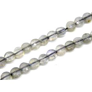 4 mm Small Faceted Labradorite Coin Beads, Flat Ro...