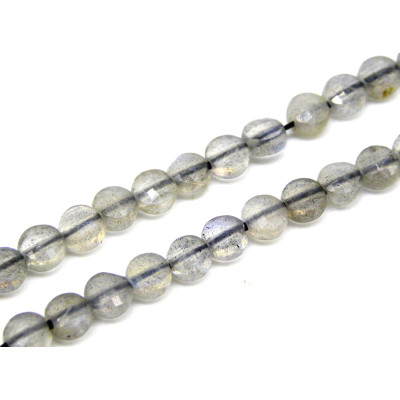 Kleine facettierte flache runde Labradorit Coin-Perlen, geschliffene münzförmige Edelstein Perlen - 4 mm - 20 pc