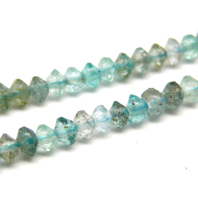 Kleine facettierte Apatit-Doppelkegel-Perlen, geschliffene Edelstein-Rhomben, kegelförmige Apatit-Rondelleperlen - 3 mm - Hel