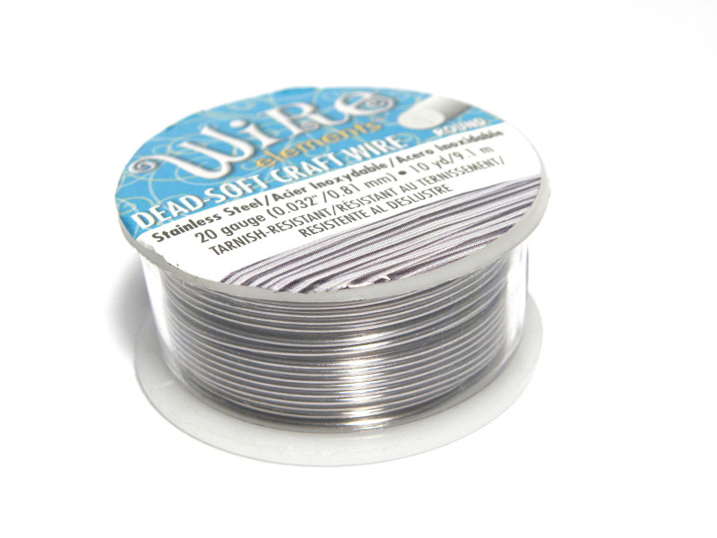 0,8 mm (20 GA) Wire Elements Bastel-/Schmuckdraht - 9,1 m - Dead Soft - Edelstahl Silberfarben