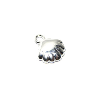 10 mm Solid Sterling Silver 925 Sea Shell Charm Pendant - Hallmarked 925 (1 Pc.)