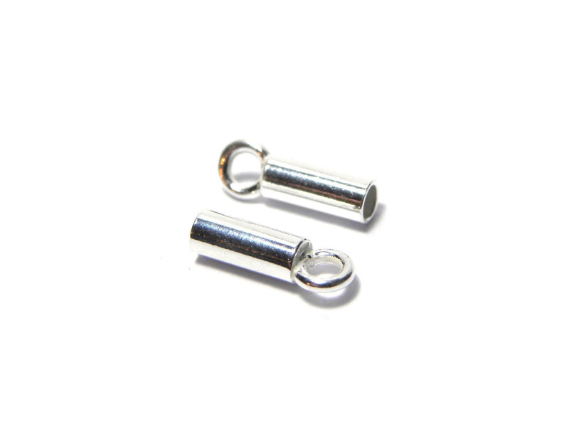 9.1 x 2.5 mm Sterling Silver 925 Cord Ends or End Caps in Sterling Silver for 2 mm Cord (14 GA) (2 Pc.)
