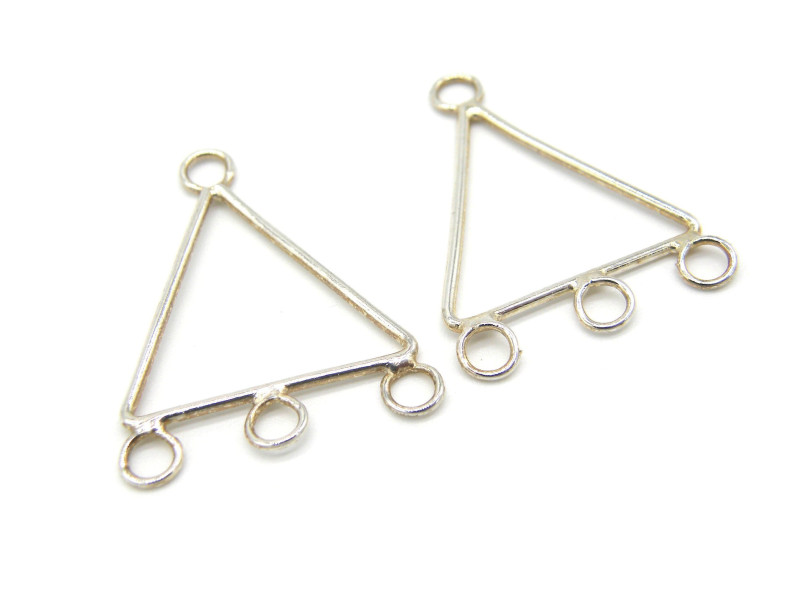 Versilberter dreieckiger Cahndelier-Ohrringanhänger Verbinder 30 mm aus Messing