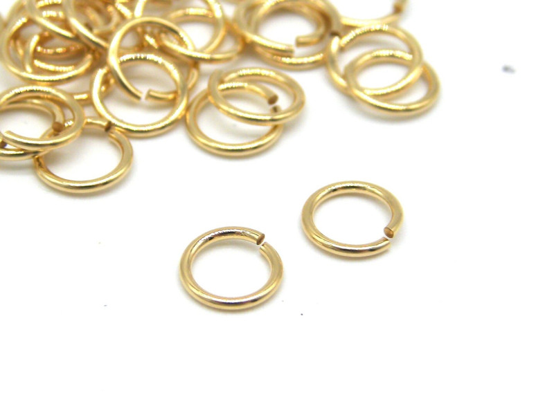 Mittelgroße goldüberzogene Messing-Biegeringe 5 mm - ungelötet und offen - 14K Gold-Filled- 5 St.