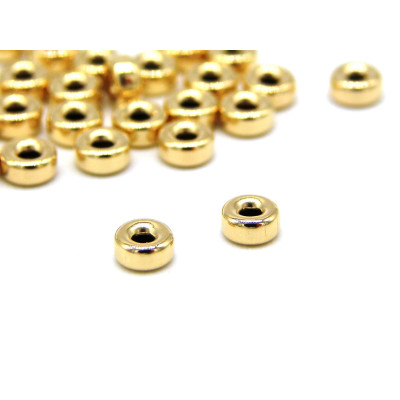 3 mm Small Gold Filled Brass Rondelle Beads - Light Gold - 4 Pc